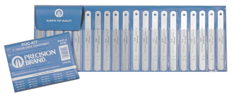 19G20 Assorted 20 Piece Steel Feeler Gage Poc-Kit, High Carbon Spring Steel, Sturdy Vinyl Case, 1/2″ x 5″ Blades